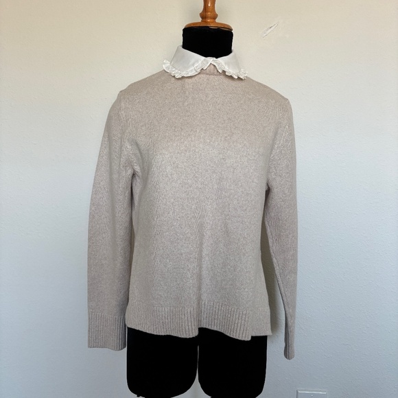 Club Monaco Peter Pan Collar Beige Sweater - Picture 1 of 10